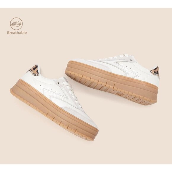 🆕Women's White/Grey Classic Fashion Sneakers Leather Comfy Breathable Shoes - Picture 5 of 9